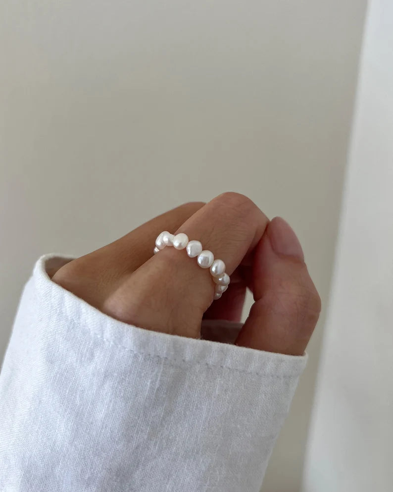 Natural pearl ring