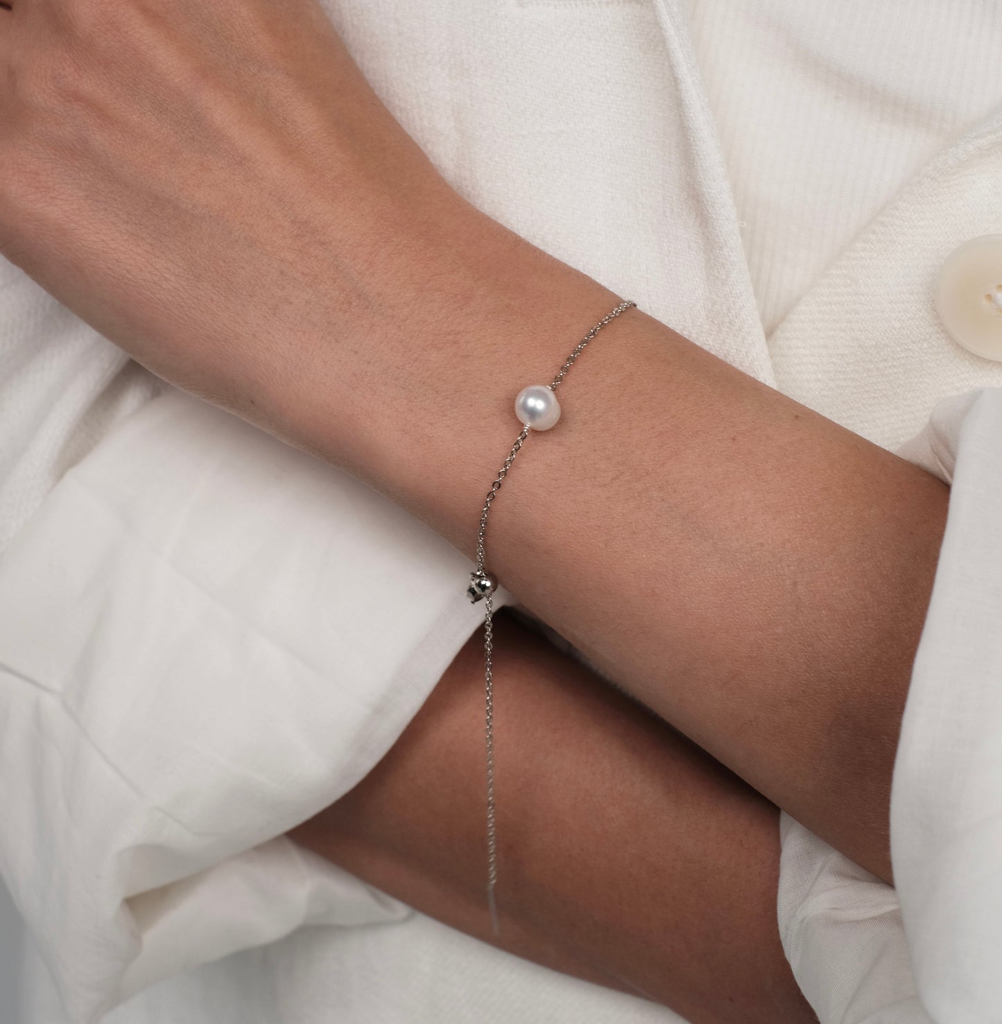 Silver plated bracelet with natural pearl "Silver"