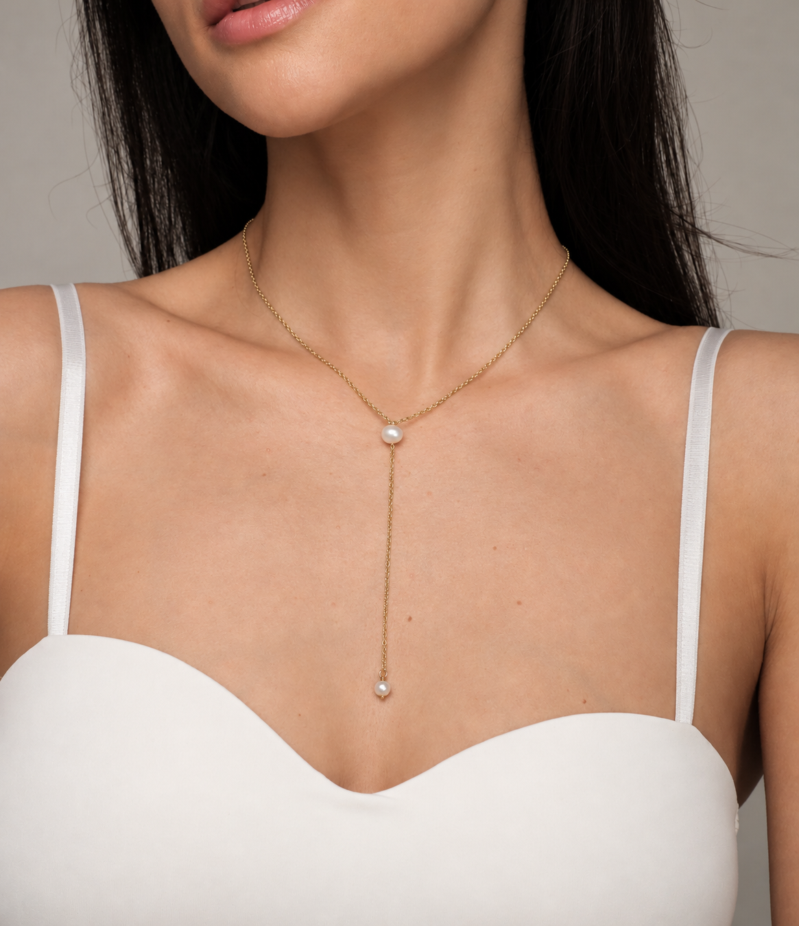 Gold plated necklace with natural pearls "Party"