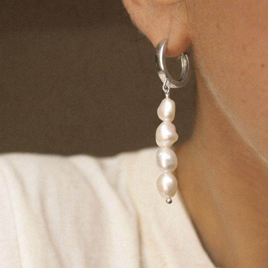 Silver plated earrings with natural baroque pearls