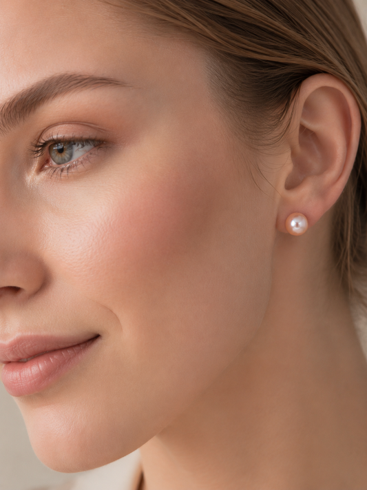 925 sterling silver earrings with natural pearls "Peach"