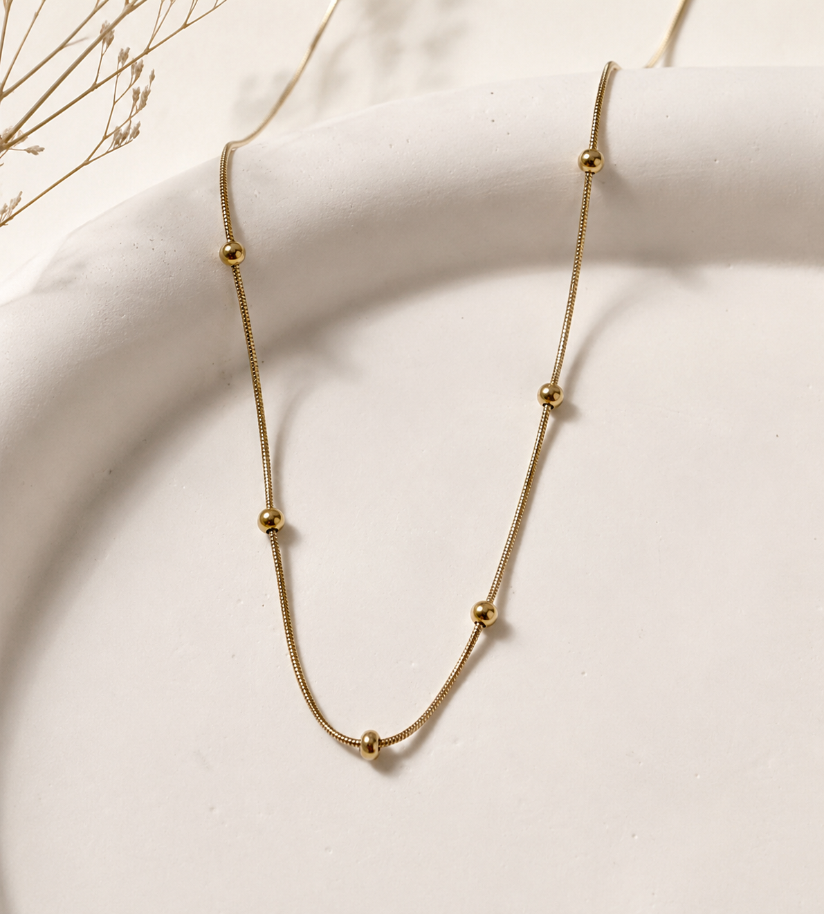 Gold plated necklace "Bubble snake"