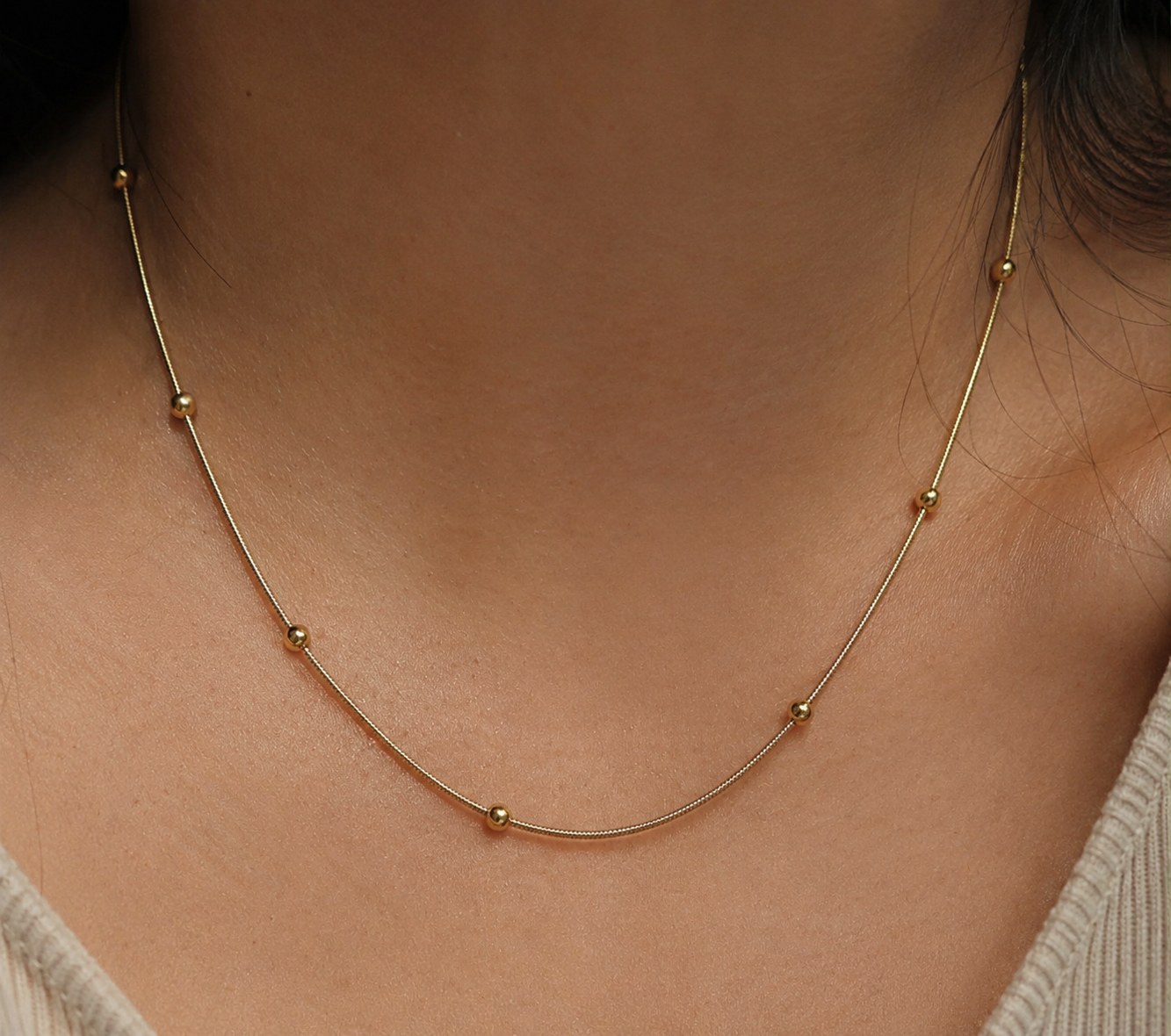 Gold plated necklace "Bubble snake"