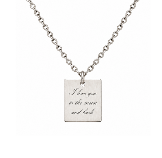 Silver plated necklace with Your engraved text