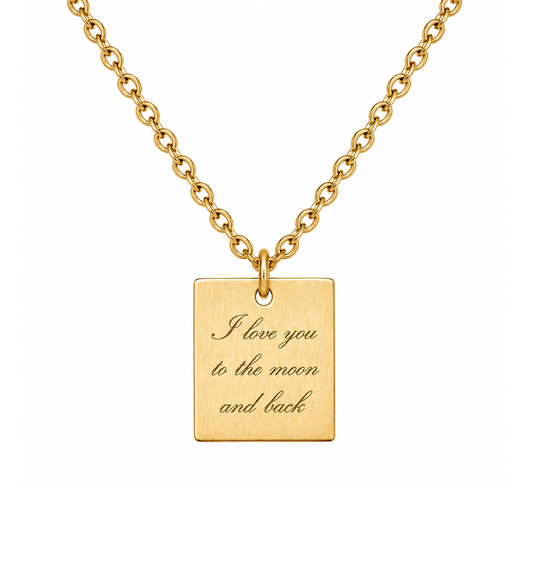 Gold plated necklace with Your engraved text