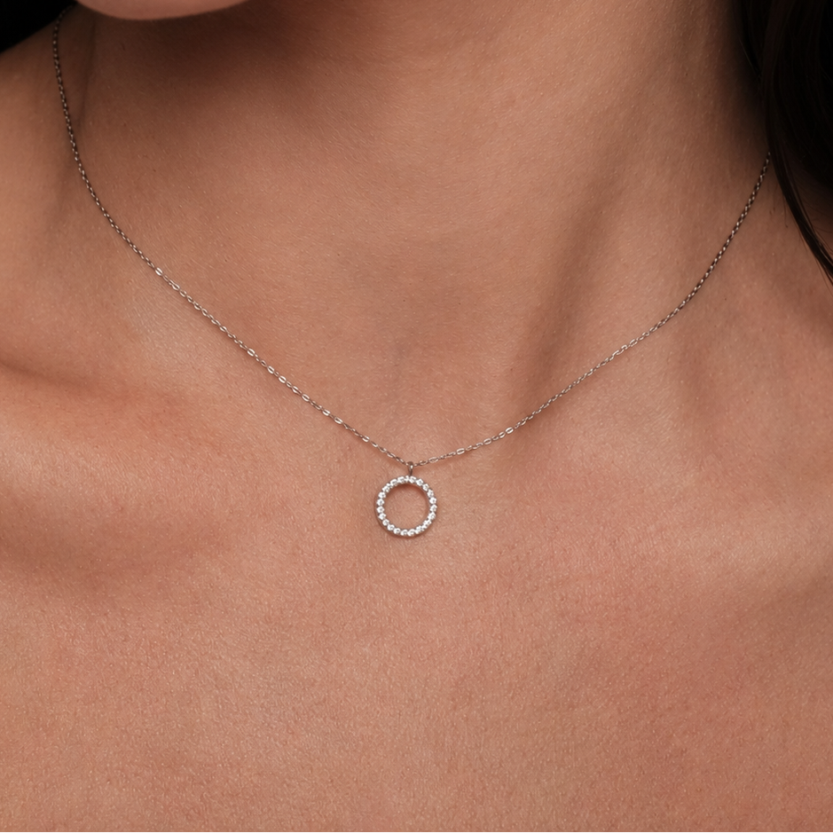 Silver plated necklace "Crystal circle"