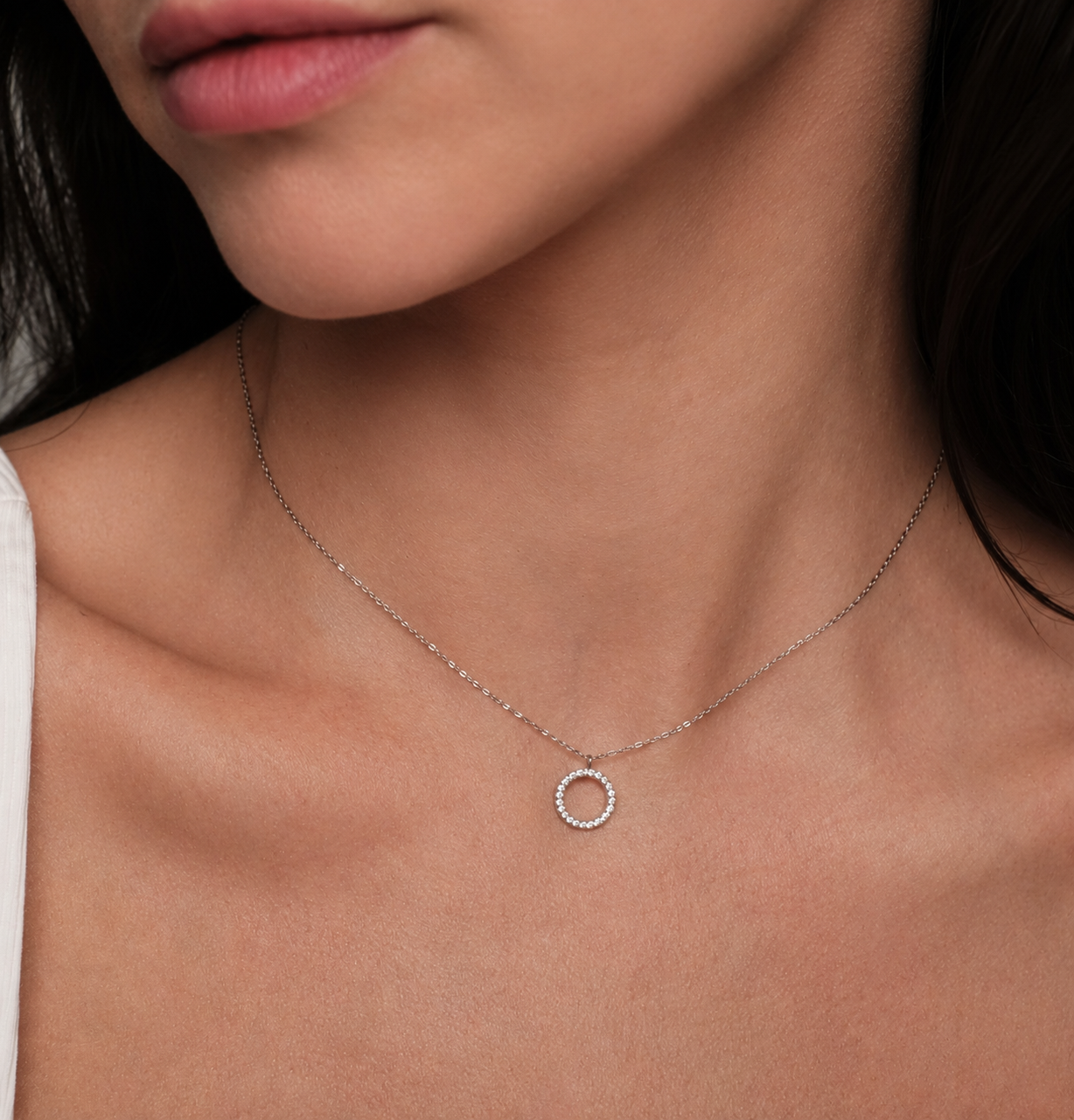 Silver plated necklace "Crystal circle"