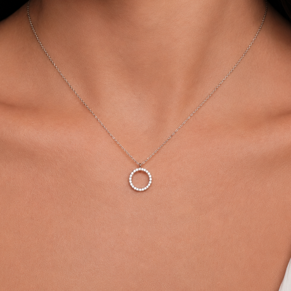 Silver plated necklace "Crystal circle"