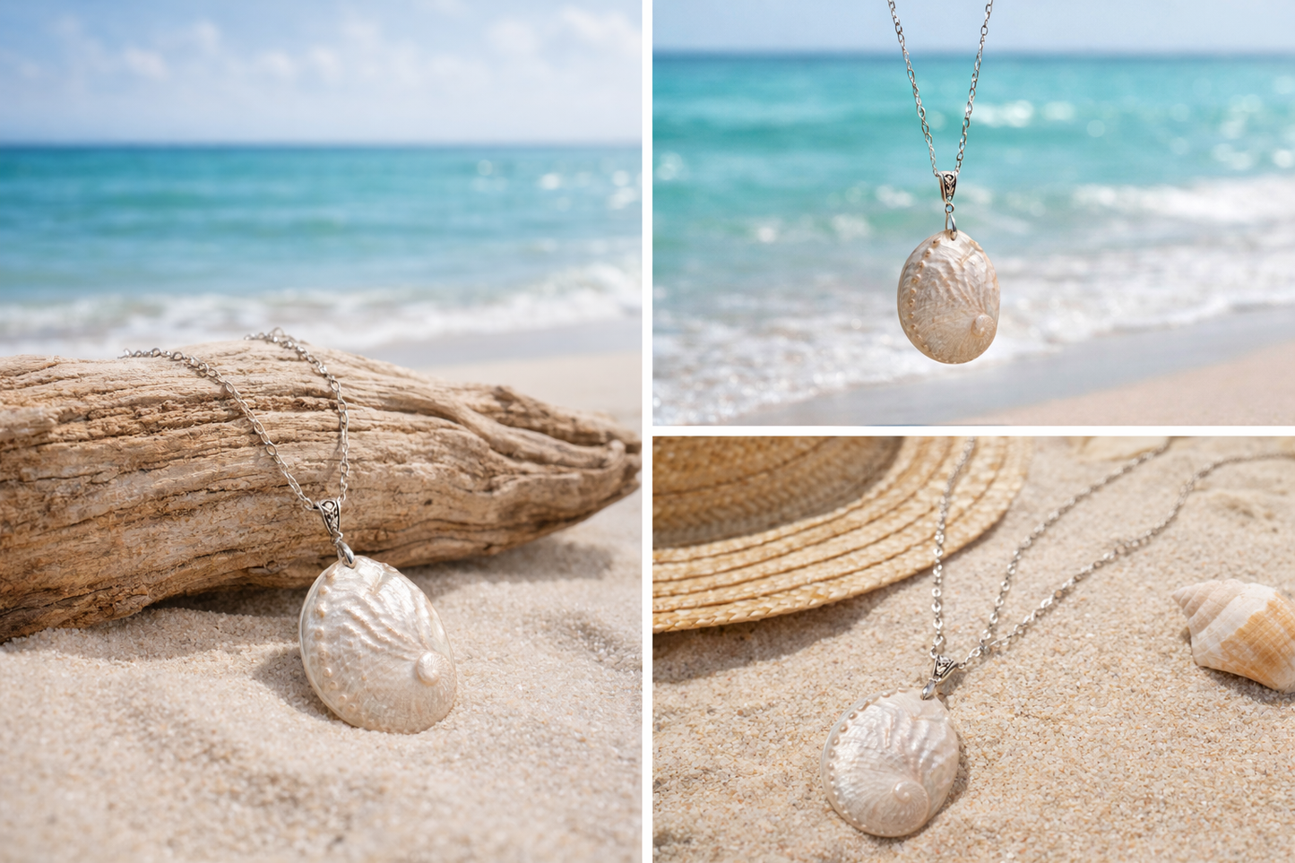 Silver plated necklace with natural Shell