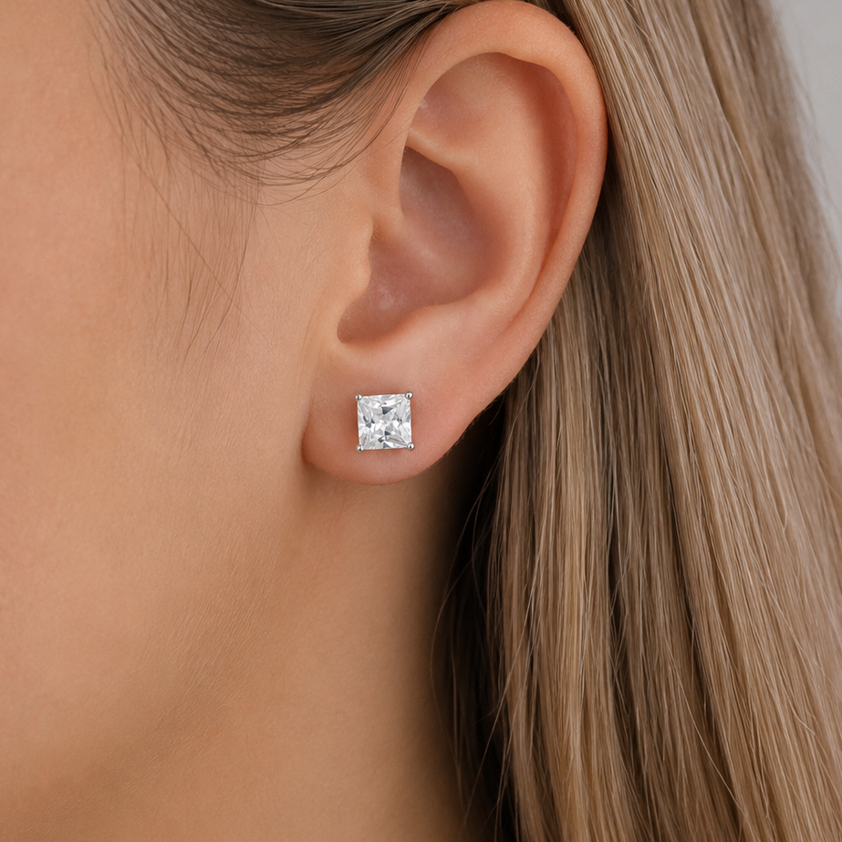 Sterling silver earrings "Cube"
