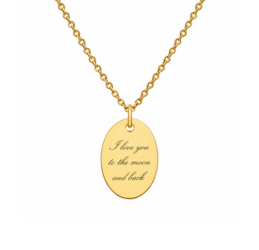 Gold plated necklace with Your engraved text