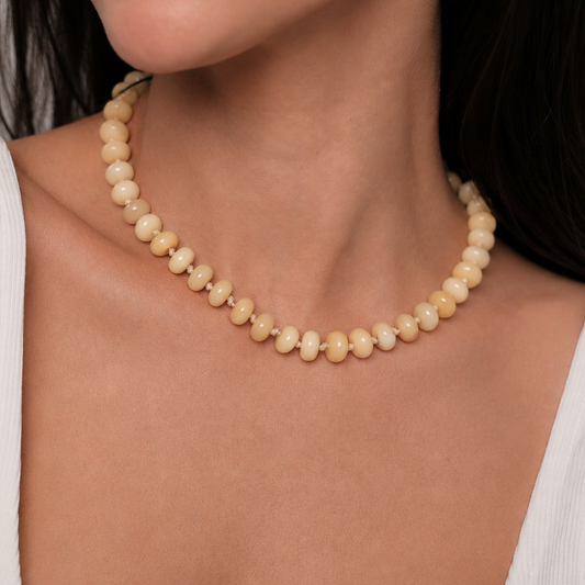 Yellow stone bead necklace