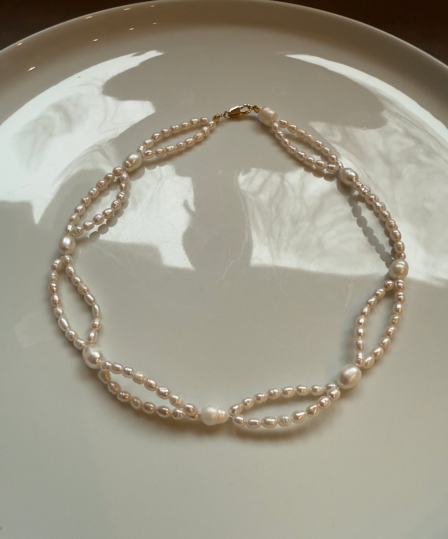 Natural pearl necklace "Bow"