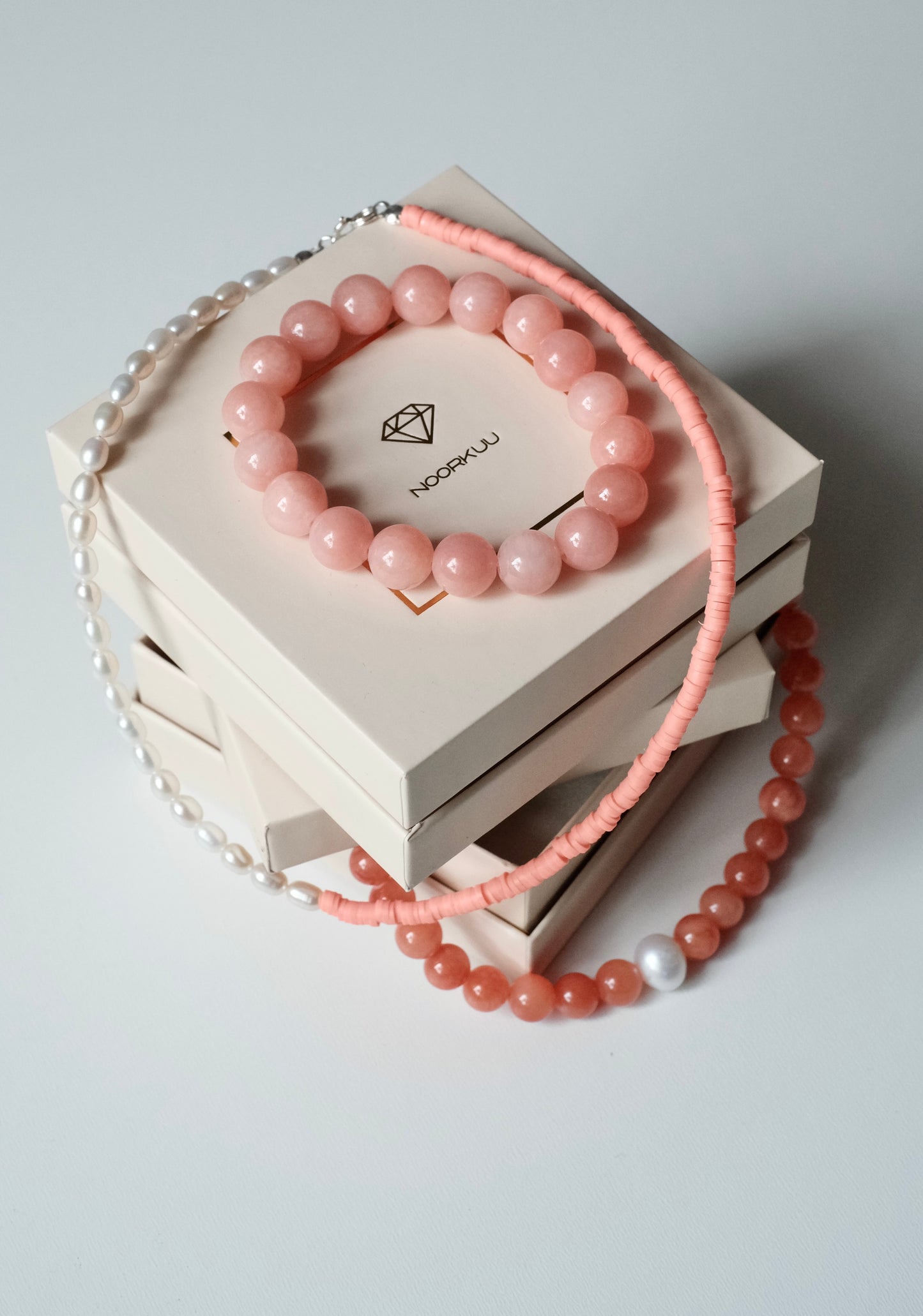 Natural jadeite bracelet "Peach"