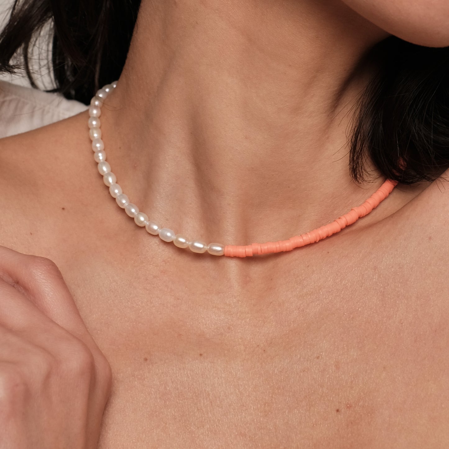 Natural pearl necklace "Peach 2"