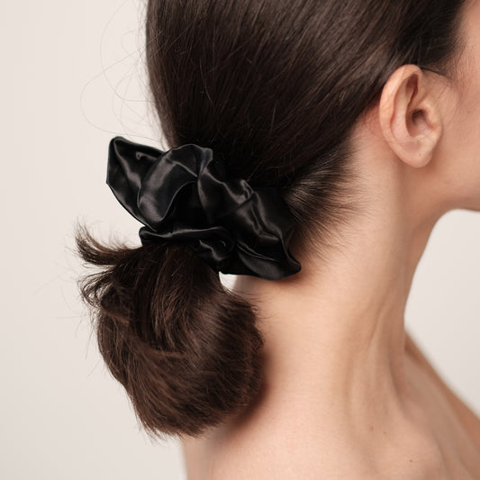 100% Silk scrunchie "Black"