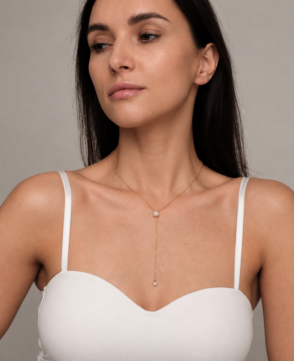 Gold plated necklace with natural pearls "Party"