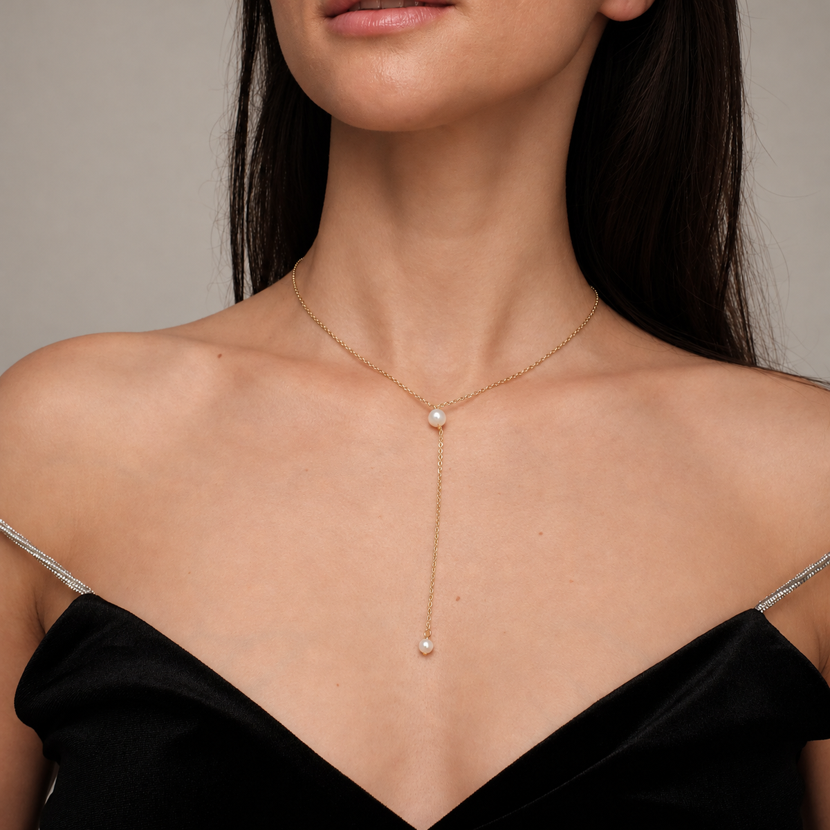 Gold plated necklace with natural pearls "Party"