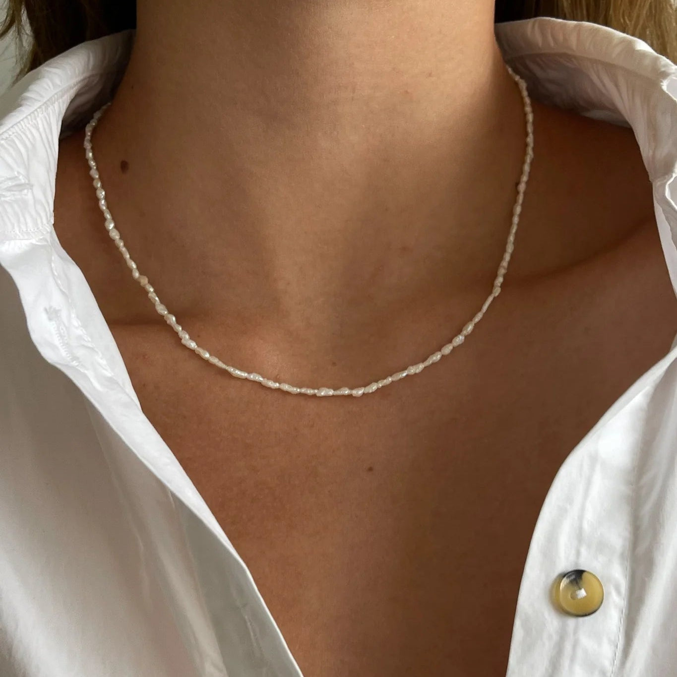 Irregular rice pearl necklace "Rice"