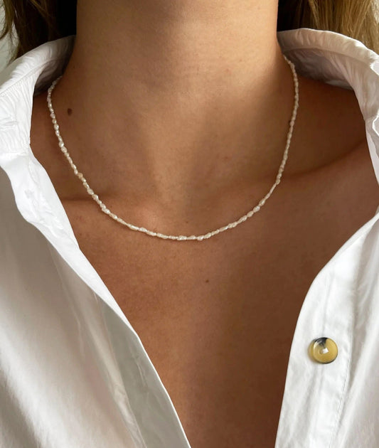 Irregular rice pearl necklace "Rice"