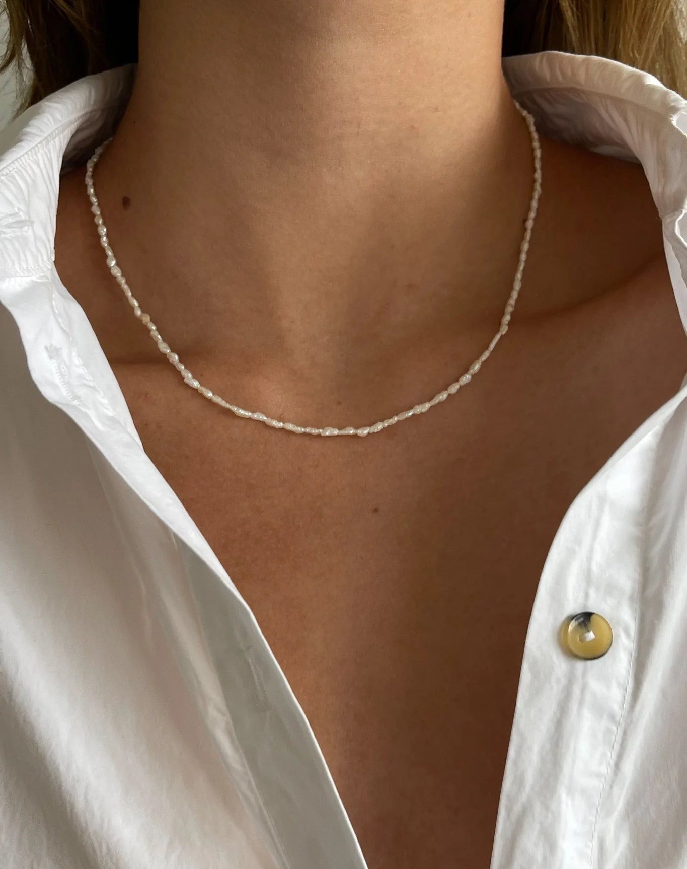 Irregular rice pearl necklace "Rice"