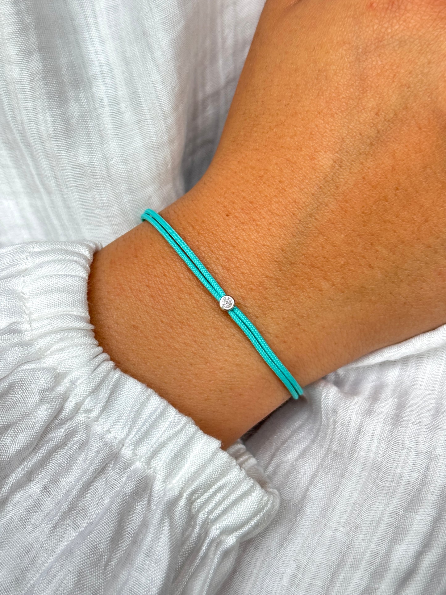 Siūlo apyrankė su deimantu, 0.03ct, Turquoise/silver