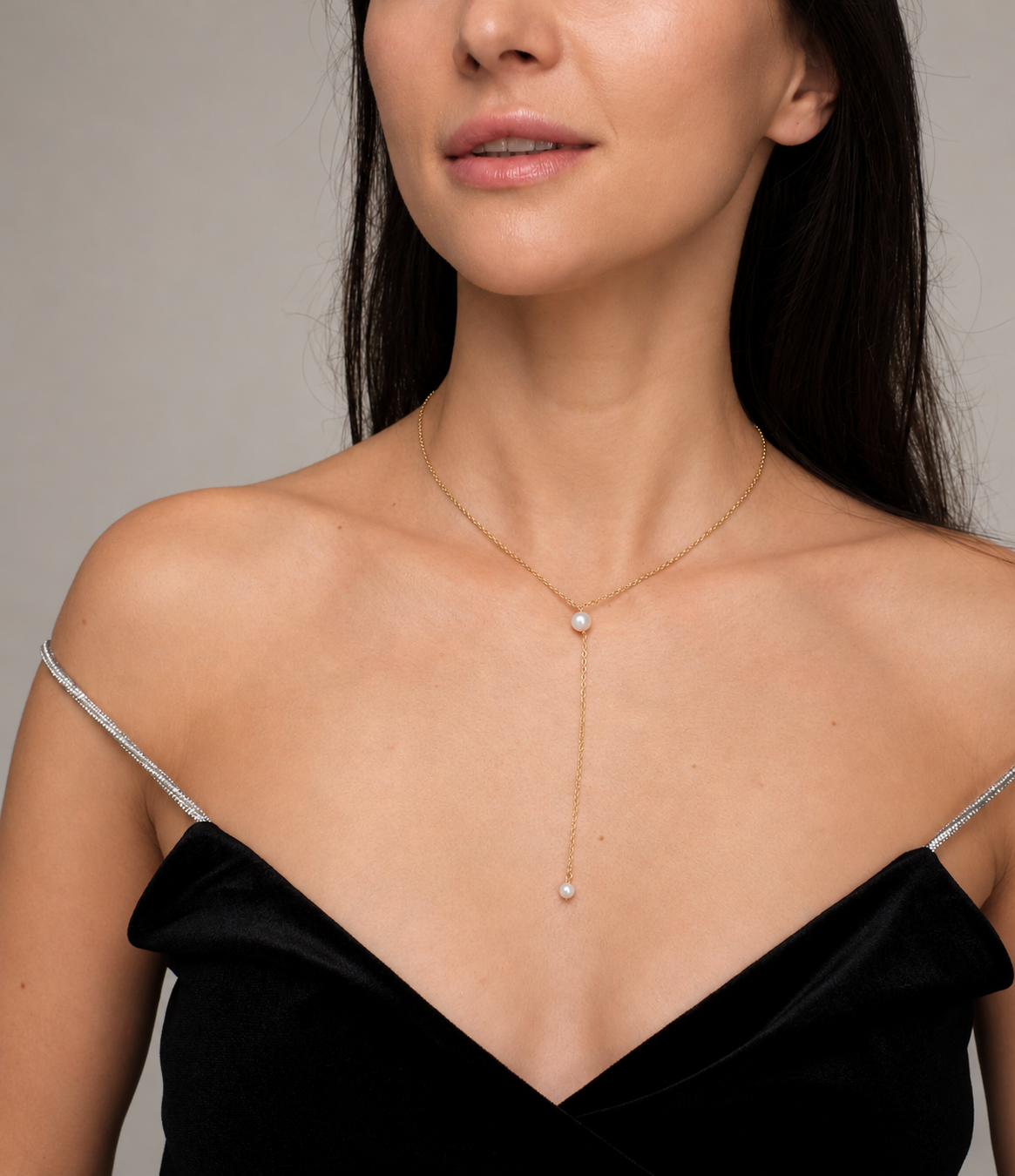 Gold plated necklace with natural pearls "Party"