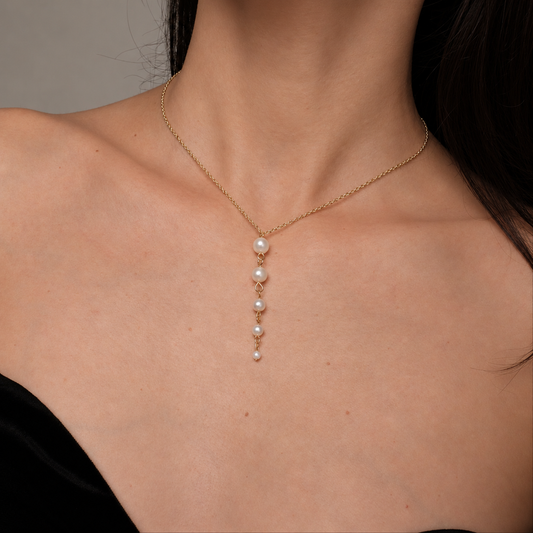 Gold plated necklace with natural pearls "Evening"