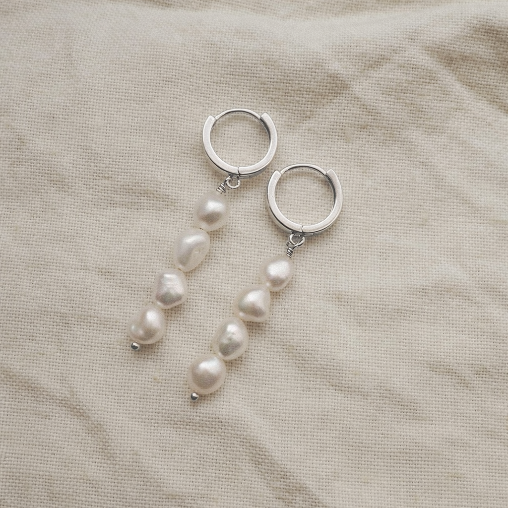 Silver plated earrings with natural baroque pearls