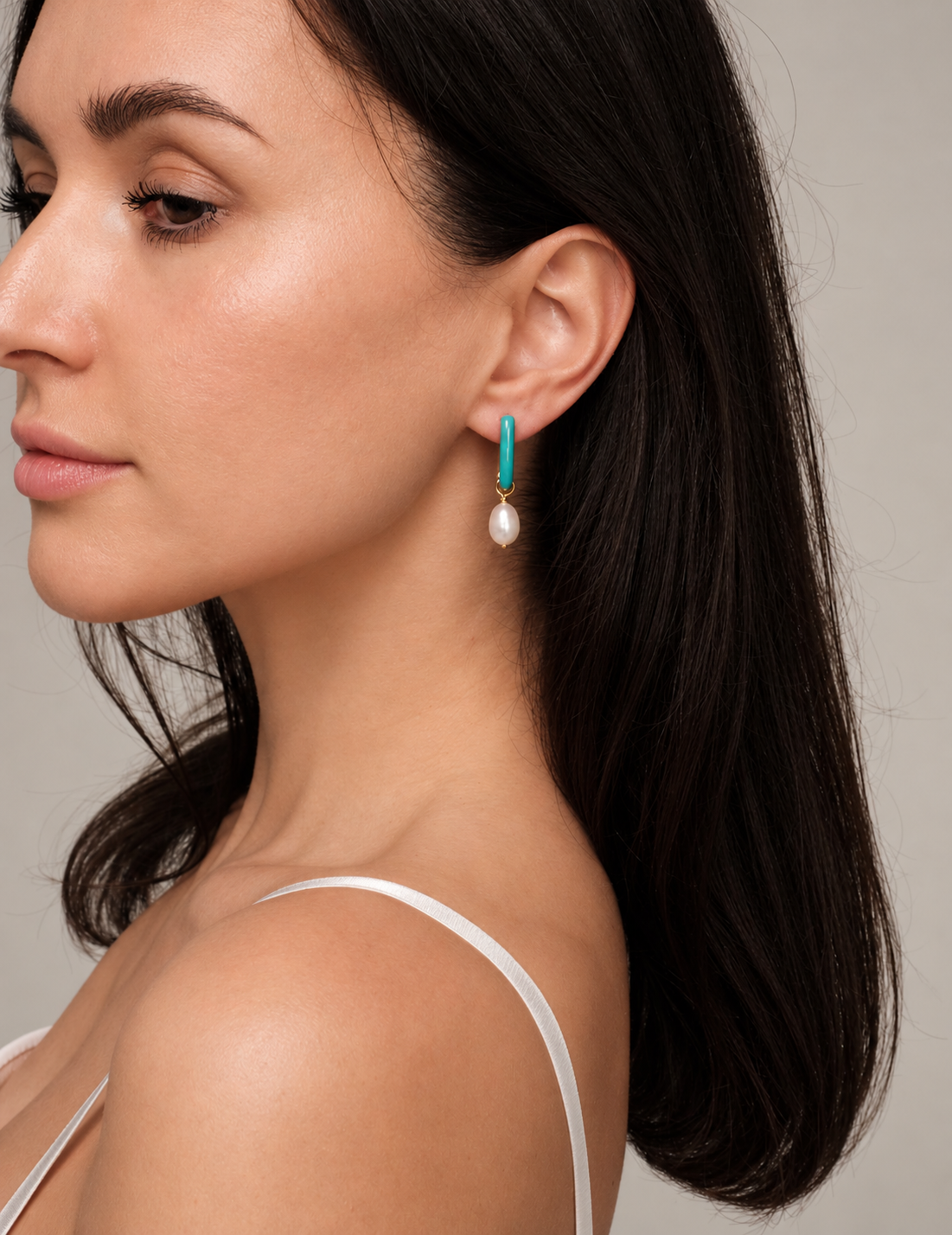 Gold plated earrings with natural pearls "Turquoise"