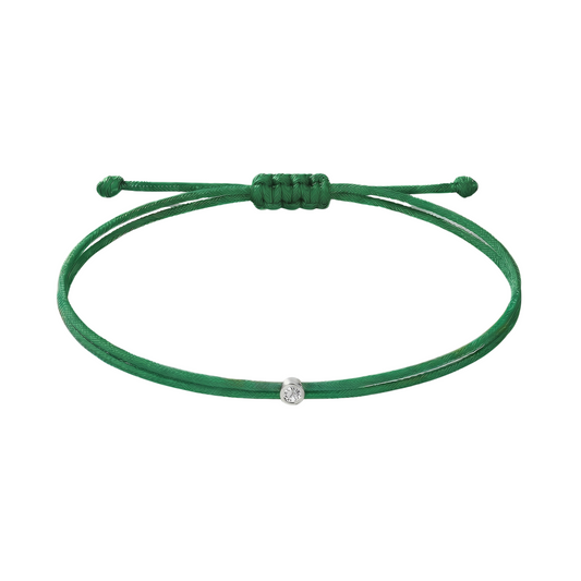 String bracelet with 0.03ct diamond - Green/silver