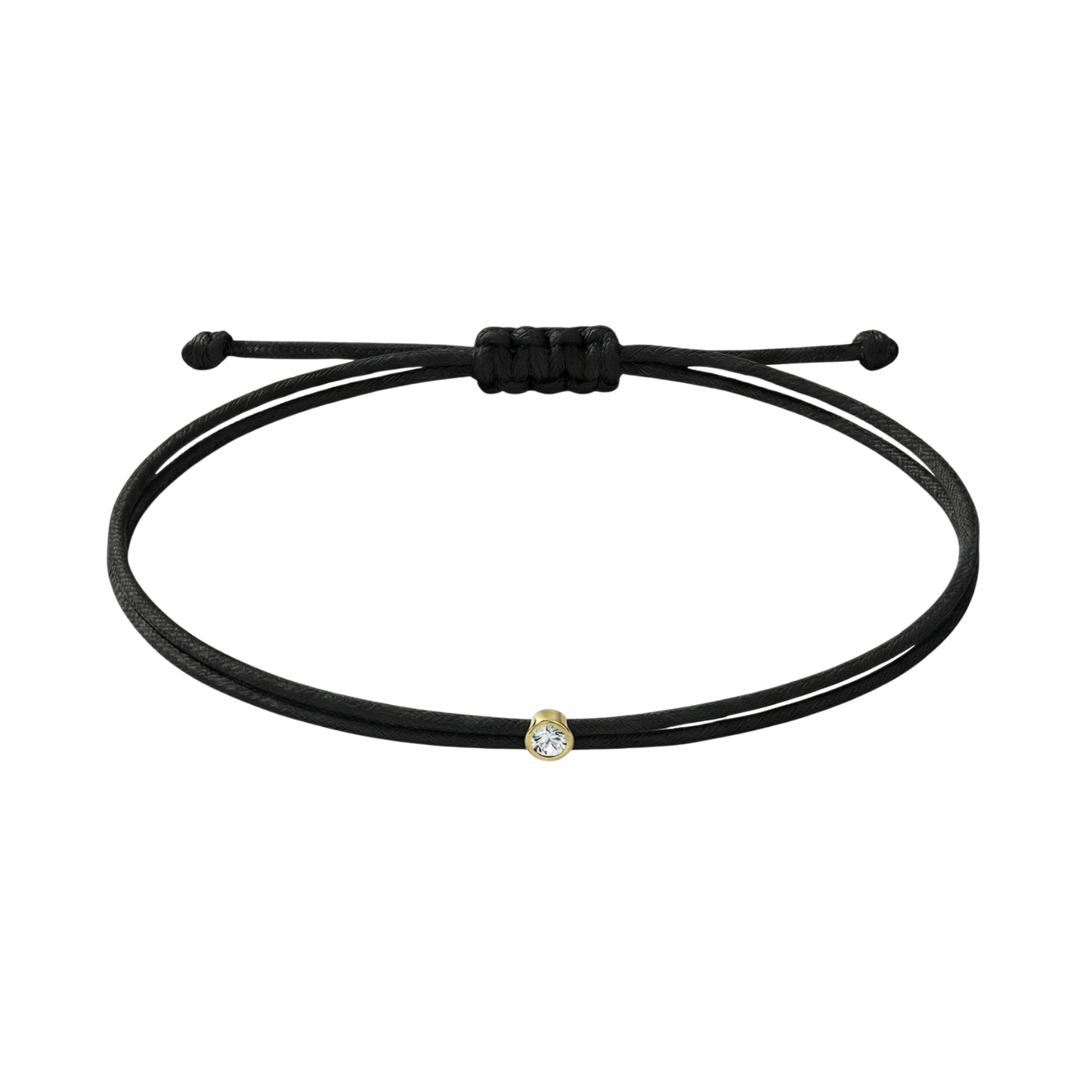 String bracelet with 0.03ct diamond - Black/gold