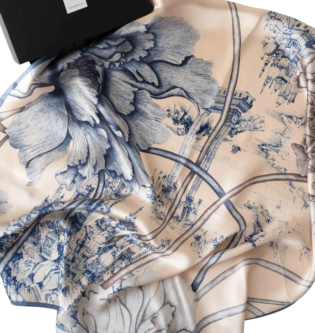 100% silk scarf "Grey Blue"
