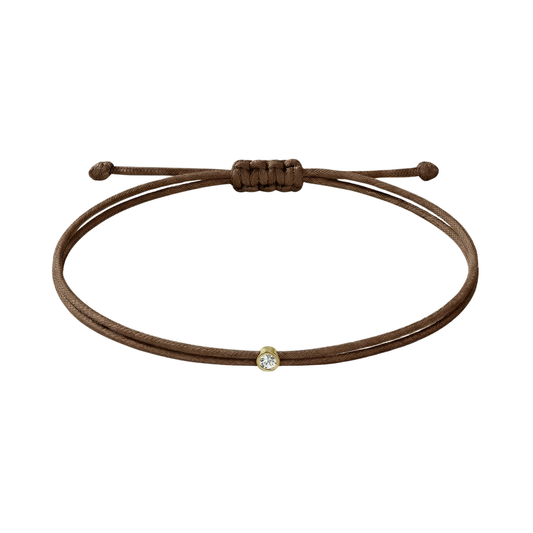 String bracelet with 0.03ct diamond - Choco/gold