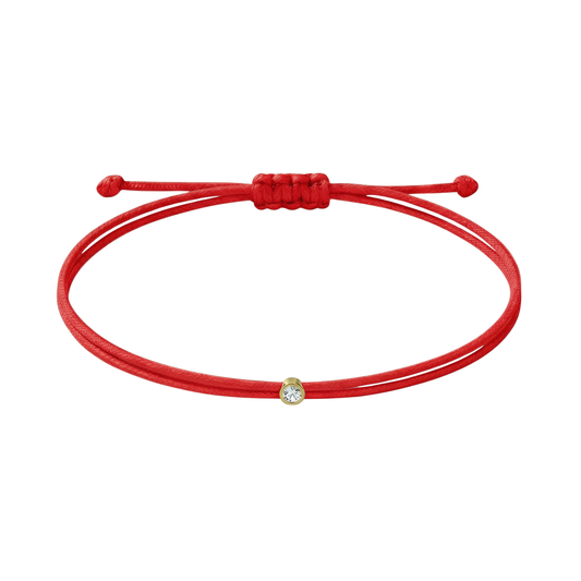 String bracelet with 0.03ct diamond - Red/gold