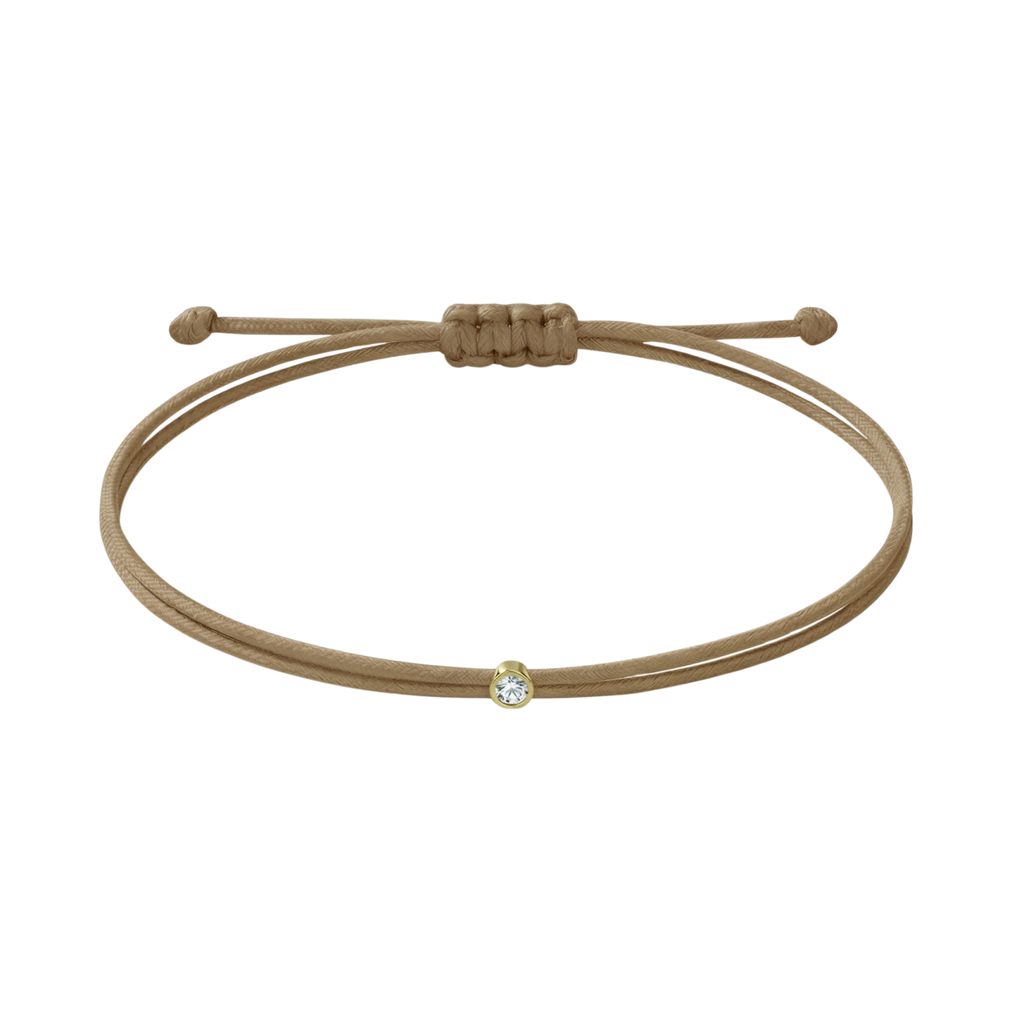 String bracelet with 0.03ct diamond - Beige/gold