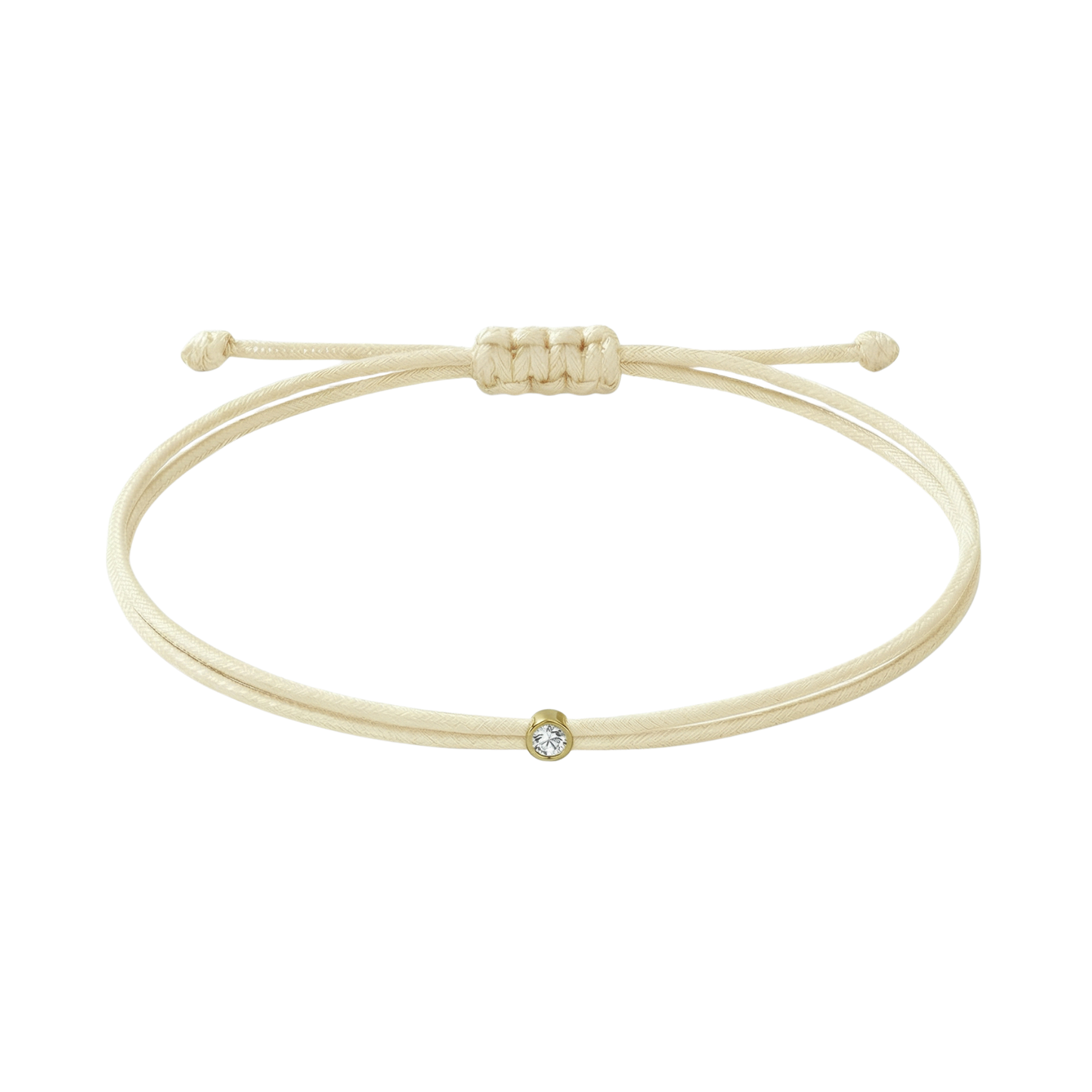 String bracelet with 0.03ct diamond - Ivory/gold
