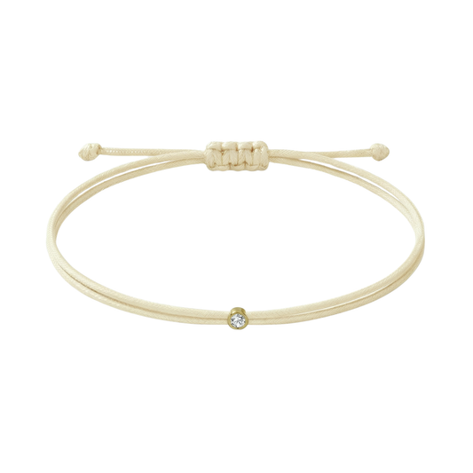String bracelet with 0.03ct diamond - Ivory/gold