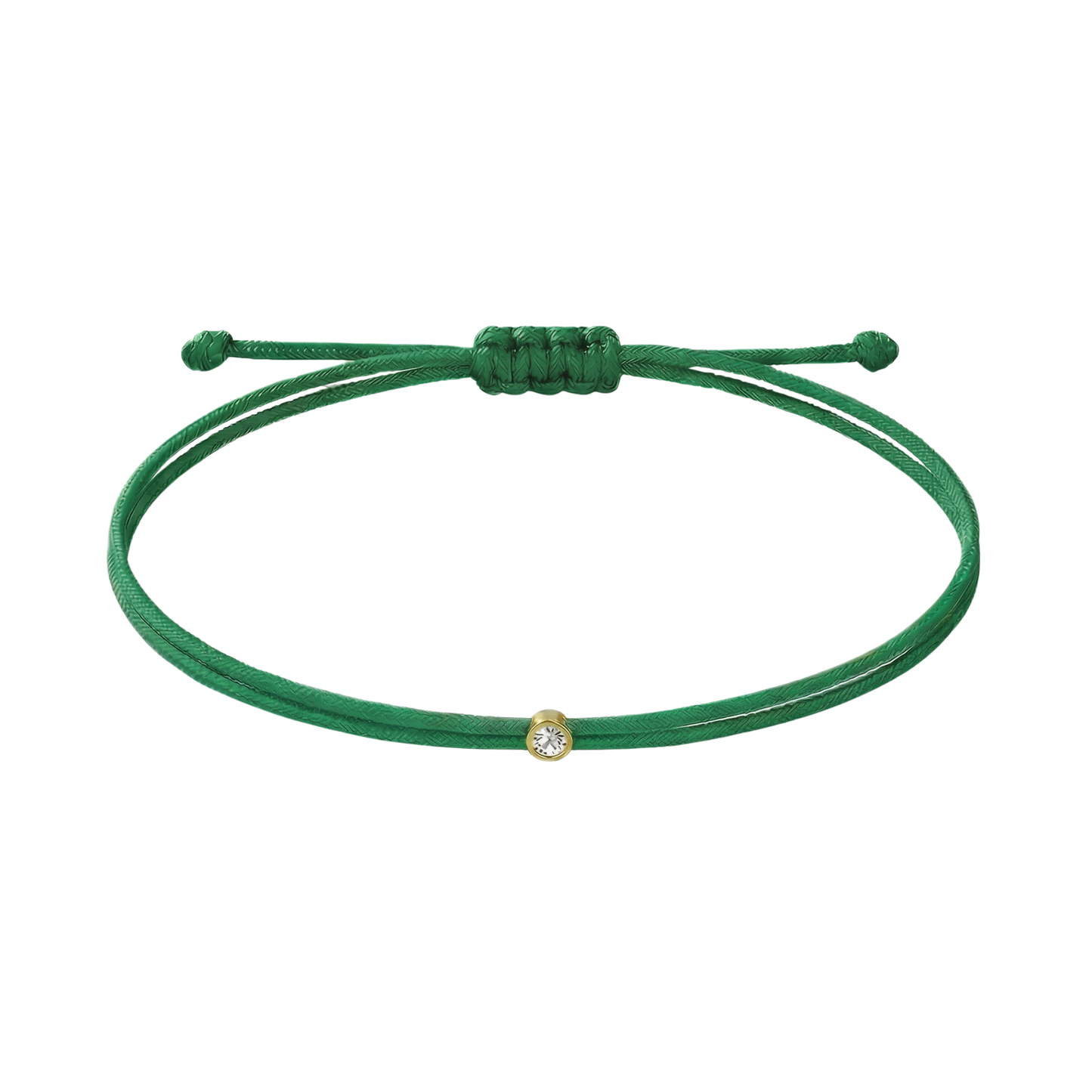 String bracelet with 0.03ct diamond - Green/gold