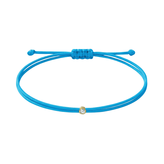 String bracelet with 0.03ct diamond - Blue/gold