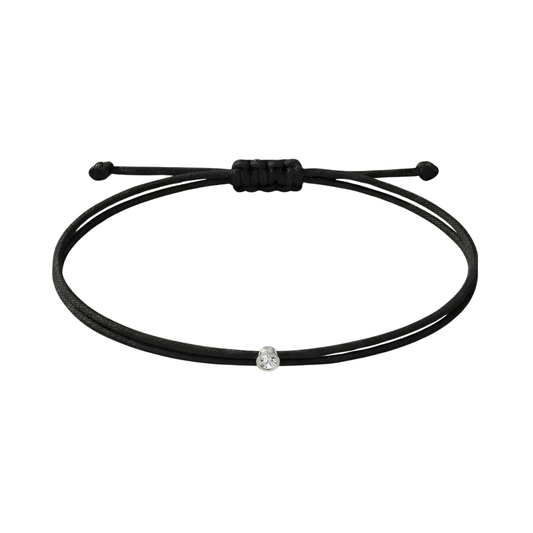String bracelet with 0.03ct diamond - Black/silver