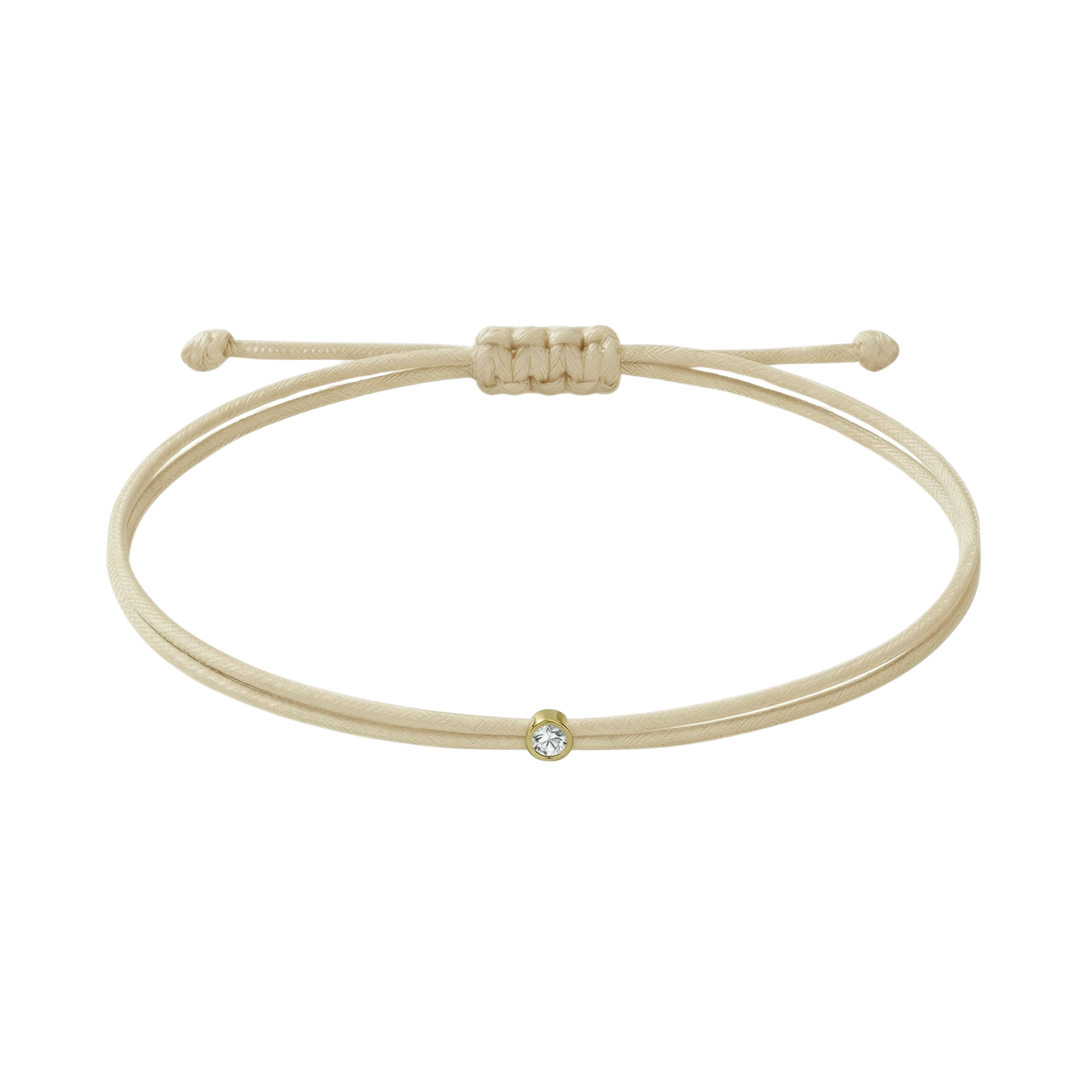 String bracelet with 0.03ct diamond - Beige/gold