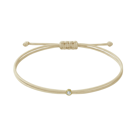 String bracelet with 0.03ct diamond - Beige/gold