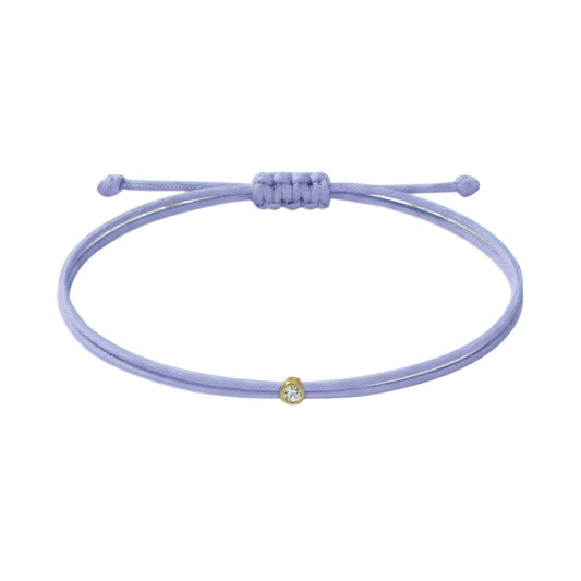 String bracelet with 0.03ct diamond - Lavander-blue/gold
