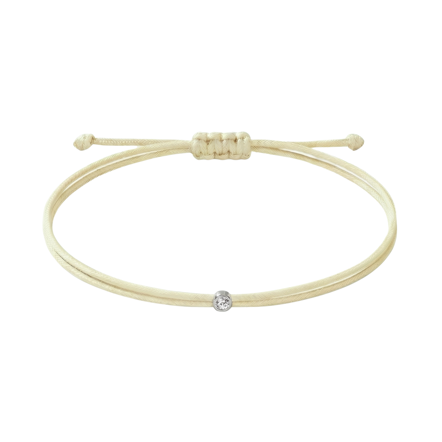 String bracelet with 0.03ct diamond - Ivory/silver