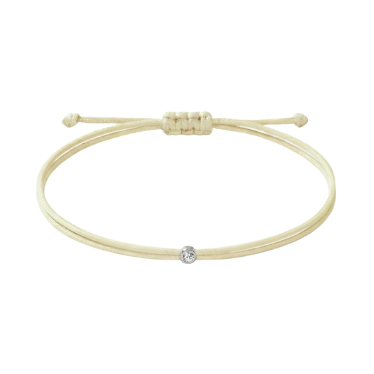 String bracelet with 0.03ct diamond - Ivory/silver
