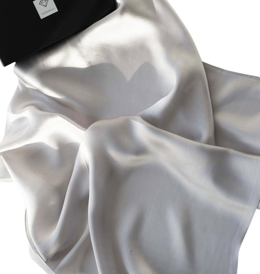 100% silk scarf "Light grey"