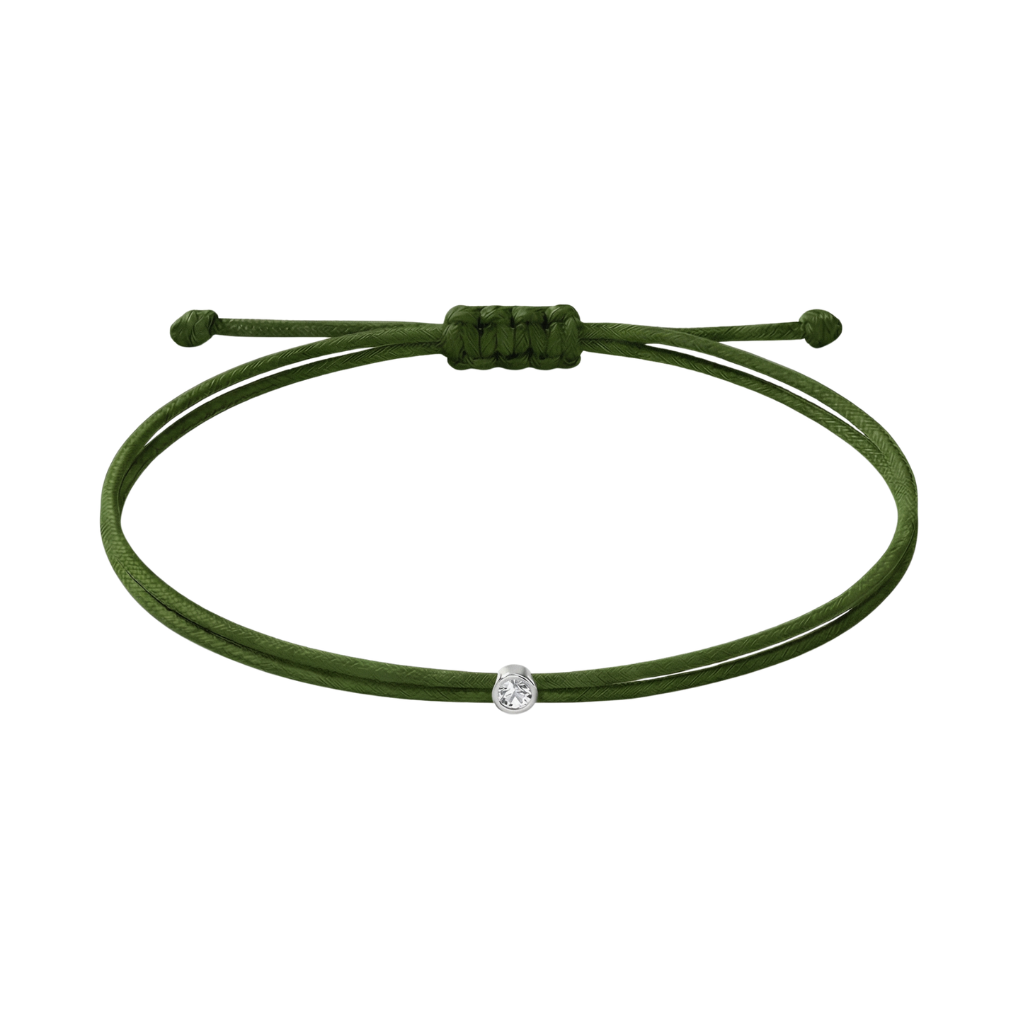 String bracelet with 0.03ct diamond - Khaki/silver
