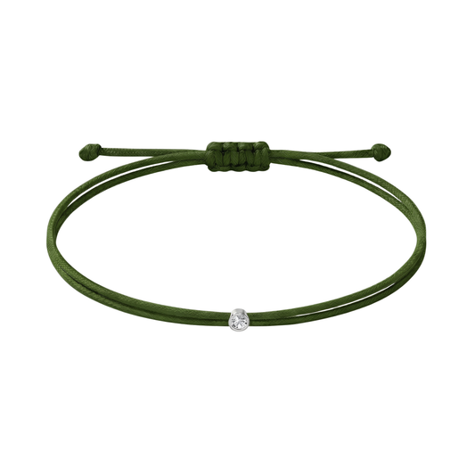 String bracelet with 0.03ct diamond - Khaki/silver