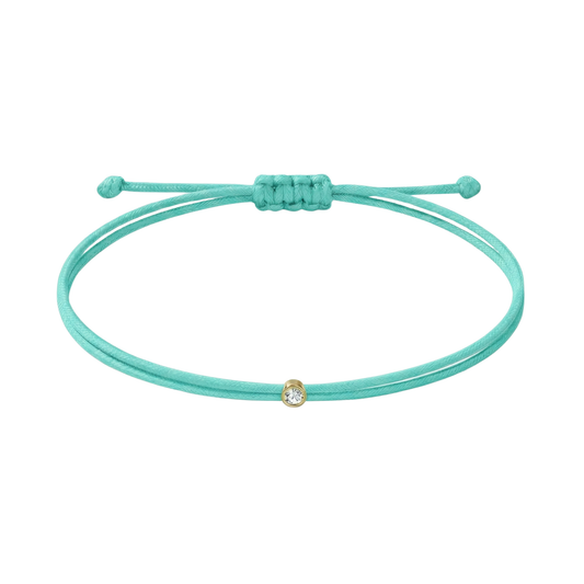 String bracelet with 0.03ct diamond - Turquoise/gold